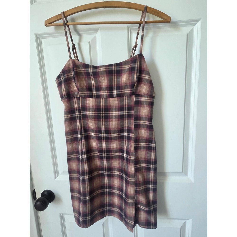Aeropostale Y2K Plaid Mini Dress Smocked Back Adjustable Straps Size M